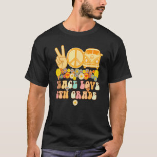 Gnoovy Retro Vintage Peace Love 6th Grade Back To T-Shirt