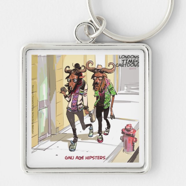 Gnu Age Hipsters Funny Keychain (Front)