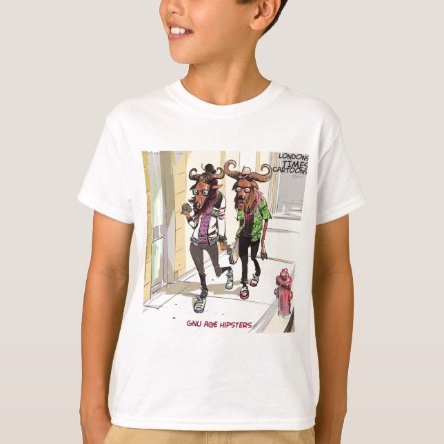 Gnu Age Hipsters Funny T-Shirt (Front)