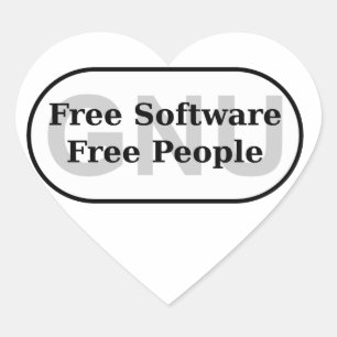 GNU - Free Software - Free People Heart Sticker