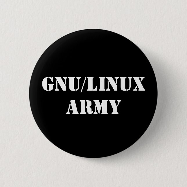 GNU/Linux Army 2 Inch Round Button (Front)