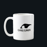 GNU/Linux Penguin logo mug with command line<br><div class="desc">Show your love for the open source community every time you have your morning coffee. One side is printed with an elegantly styled penguin logo. The reverse side has command line instructions for drinking coffee: SleepyUser@Kitchen:~$ sudo frenchpress /home/Coffee.bnz --drink Enjoy!</div>