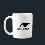 GNU/Linux Penguin logo mug with command line<br><div class="desc">Show your love for the open source community every time you have your morning coffee. One side is printed with an elegantly styled penguin logo. The reverse side has command line instructions for drinking coffee: SleepyUser@Kitchen:~$ sudo frenchpress /home/Coffee.bnz --drink Enjoy!</div>
