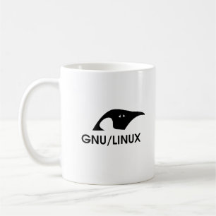 GNU/Linux Penguin logo mug with command line