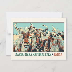 Gnus in Maasai Mara National Park, Kenya Postcard