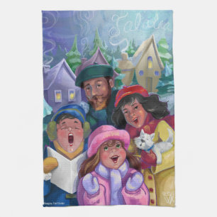 Go a Caroling Illustration Kitchen Towel