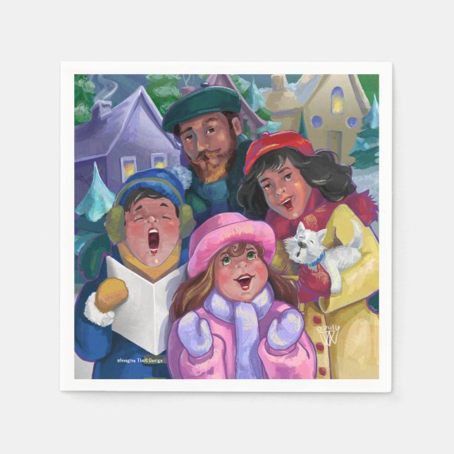 Go a Caroling Illustration Napkin (Front)