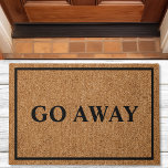 Go Away Custom Introvert Funny Doormat<br><div class="desc">Go Away Custom Introvert Funny Doormat. What a cute way to tell visitors to scram,  leave,  go away,  or no soliciting. Personalize this custom rustic burlap look doormat with your own text. Makes a great housewarming gift.</div>