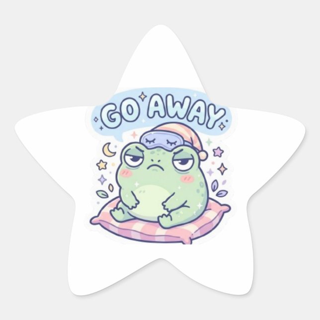 Go Away Frog Sticker Cute Annoyed Frog Funny Meme  (Front)