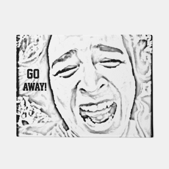 GO AWAY Hilarious Crying Face Doormat (Front)