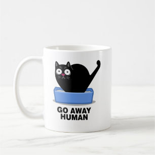 Go Away Human Funny Cute Black Cat Hates Humans  Coffee Mug