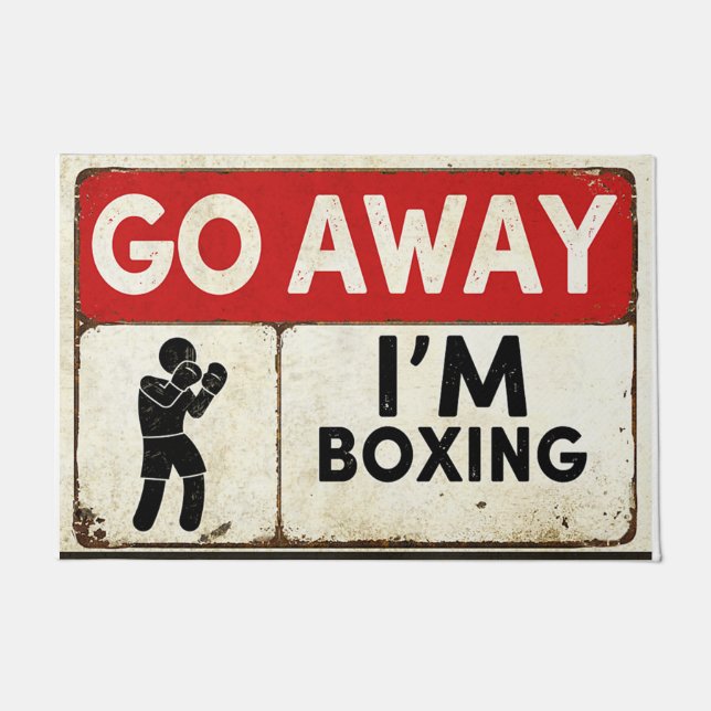 Go Away I'm Boxing Rug, Boxing Players Doormat (Front)
