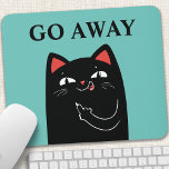 Go Away Middle Finger Black Cat Funny Mouse Pad<br><div class="desc">Go Away Middle Finger Black Cat Funny Mouse Pad. Personalize this custom design with your own text and choose your own colour background.</div>