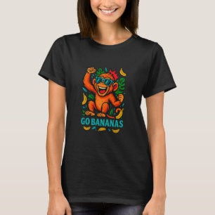 Go Bananas Funny Monkey Jungle Humour Design T-Shirt