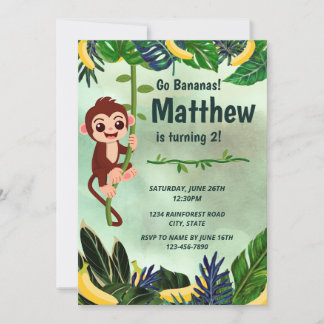 Go Bananas Monkey Birthday Invitation