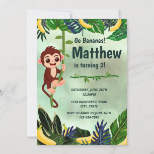 Go Bananas Singe Invitation d'anniversaire