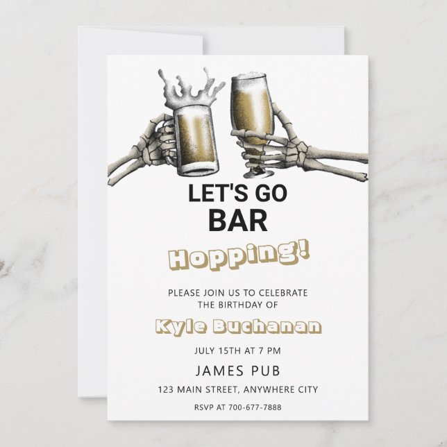 Go Bar Hopping Anniversaire Invitation de fête (Devant)