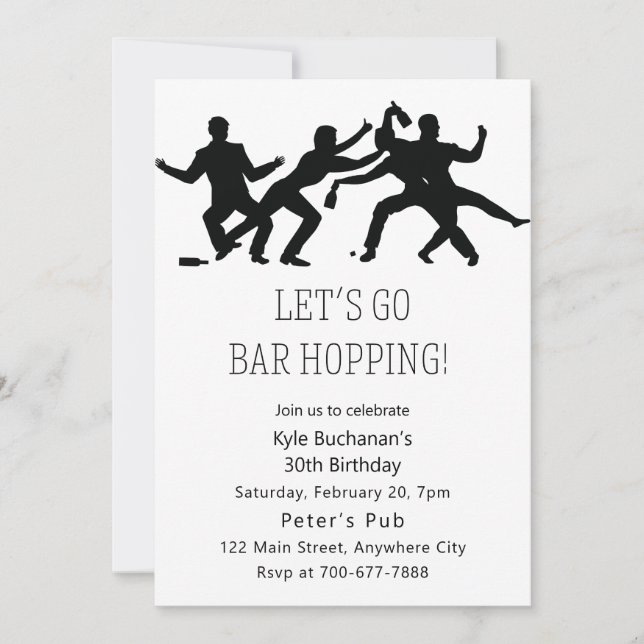 Go Bar Hopping Anniversaire Invitation de fête (Devant)