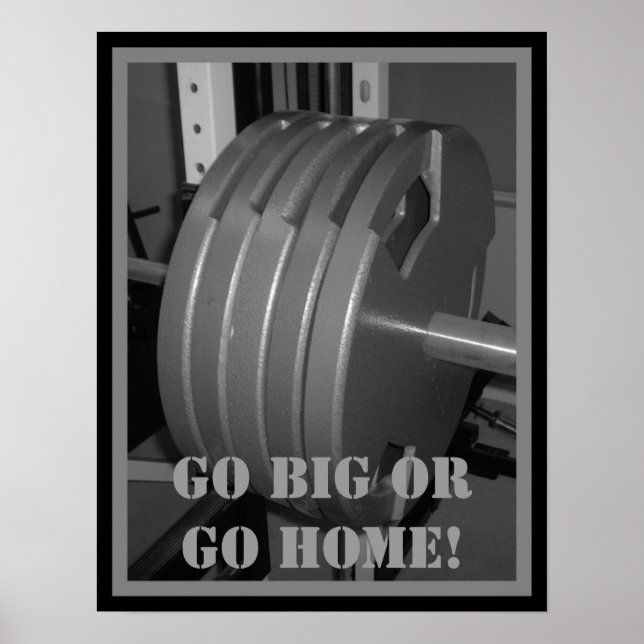 GO BIG OR GO HOME! Weightlifting Exercise Poster (Front)