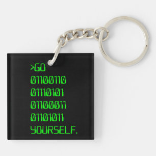 Go ( Binary Curse Word ) Yourself Keychain