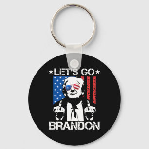 Go Brandon Trump Middle Finger Flag  Keychain