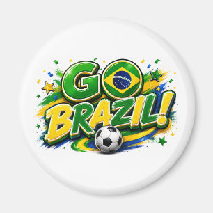 GO Brazil Patriotic Soccer Fan    Brazilian Ma Magnet