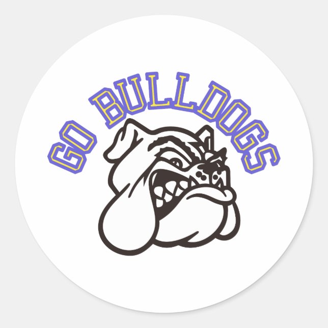 Go Bulldogs (with border) Classic Round Sticker (Front)