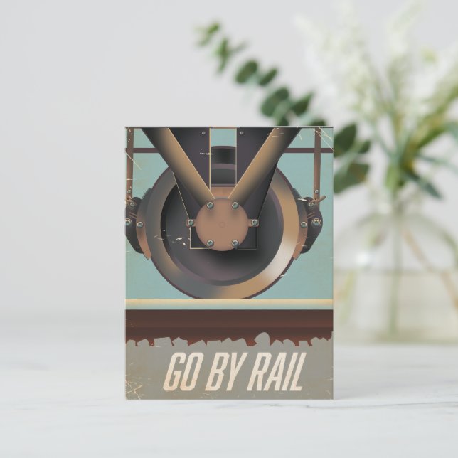 Go By Train Invitation Postcard (Standing Front)