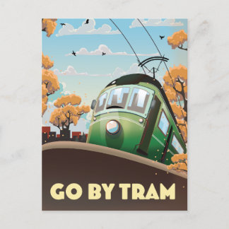 Go By Tram Announcement Postcard