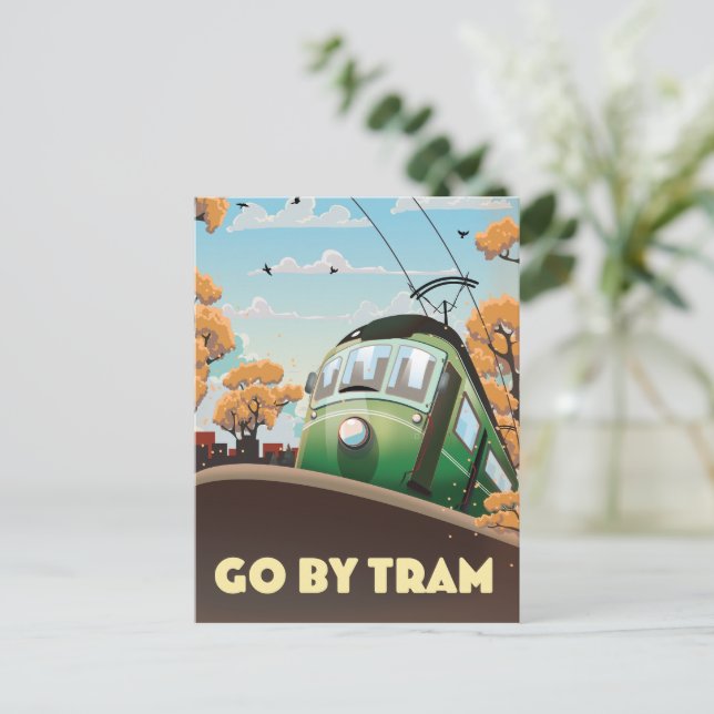 Go By Tram Invitation Postcard (Standing Front)