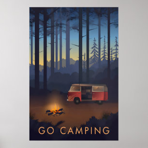 Go Camping Travel Poster Campervan Version