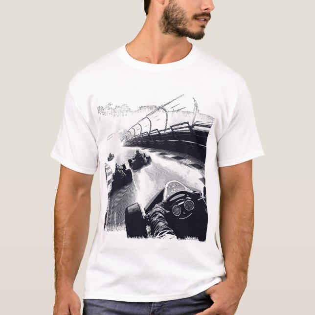 Go-Cart Racers Speeding Around the Track T-Shirt (Front)