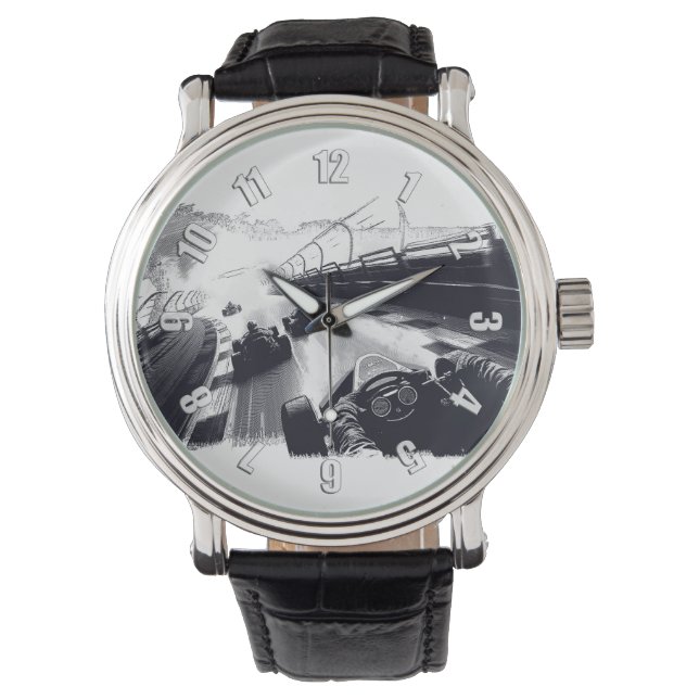 Go-Cart Racers Speeding Around the Track Watch (Front)