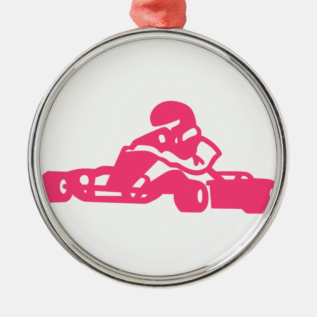 Go Cart Silhouette Metal Ornament (Front)