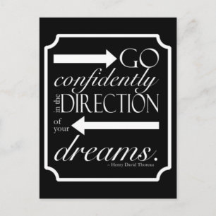 Go Confidently -- White on Black Postcard