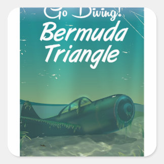 Go Diving! Bermuda triangle travel poster Square Sticker