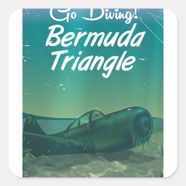 Go Diving! Bermuda triangle travel poster Square Sticker (Front)