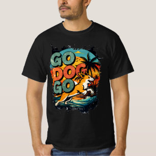 Go Dog Go – Retro Surf Corgi Adventure Artwork T-Shirt