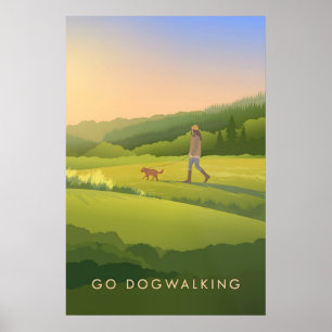 Go Dog Walking Travel Poster