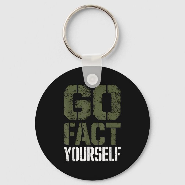Go Fact Yourself Funny Military Stencil Tactical S Keychain (Front)