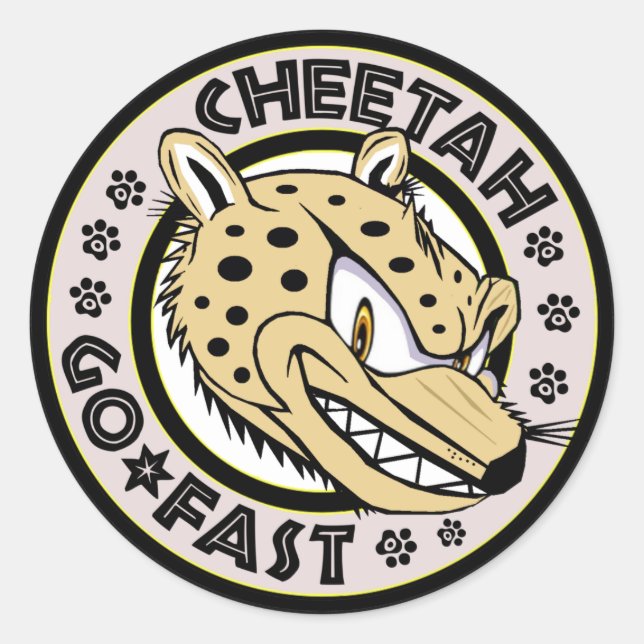 Go Fast Cheetah Classic Round Sticker (Front)