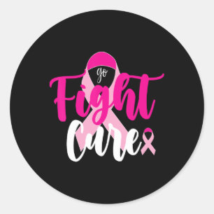 Go Fight Cure Pink Ribbon Breast Cancer Awareness Classic Round Sticker