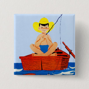 Go Fish 2 Inch Square Button