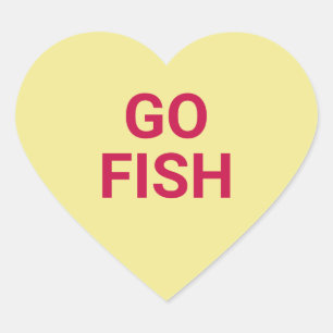 Go fish funny cute Valentine's Day conversation Heart Sticker
