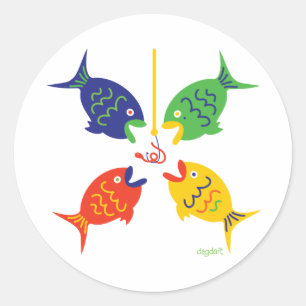 Go Fishing! Classic Round Sticker