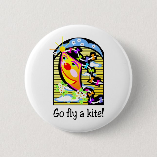 Go Fly a Kite 3 2 Inch Round Button (Front)