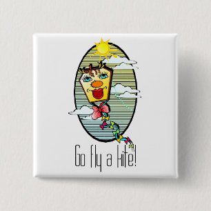 Go Fly a Kite 7 2 Inch Square Button
