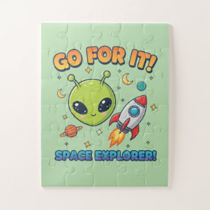Go For It! Space Explorer - Cute Alien Jigsaw Puzzle