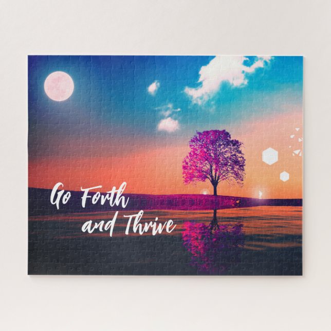 Go Forth and Thrive Magical Tree at Sunset Nature Jigsaw Puzzle (Horizontal)
