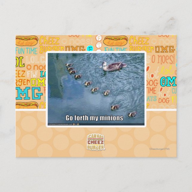 Go forth my minions postcard (Front)